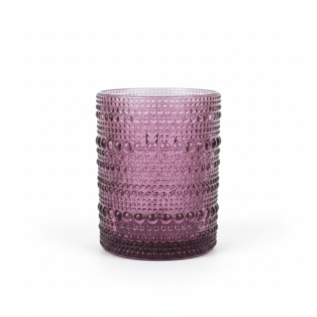 burgundy bubble cup- Glass Cup - set of 6 small size 10 cm