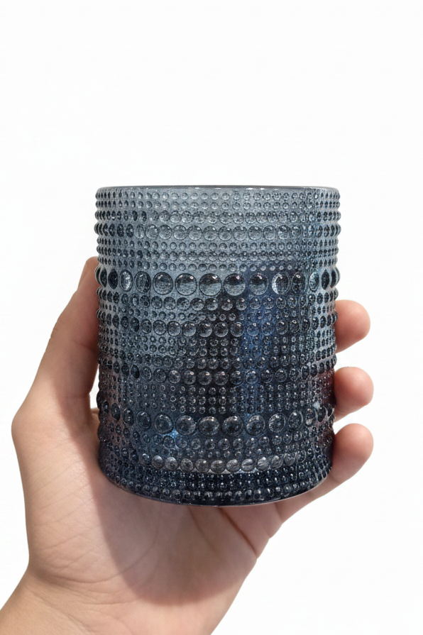 Smoky Gray Bubble Glass Cups - set of 6 cups small size 10 cm