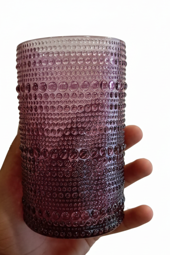 burgundy bubble cup- Glass Cup - set of 6 large size 12 cm