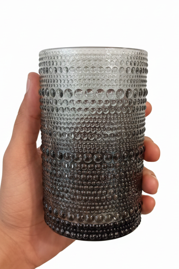Smoky Gray Bubble Glass Cups - set of 6 cups large size 12 cm