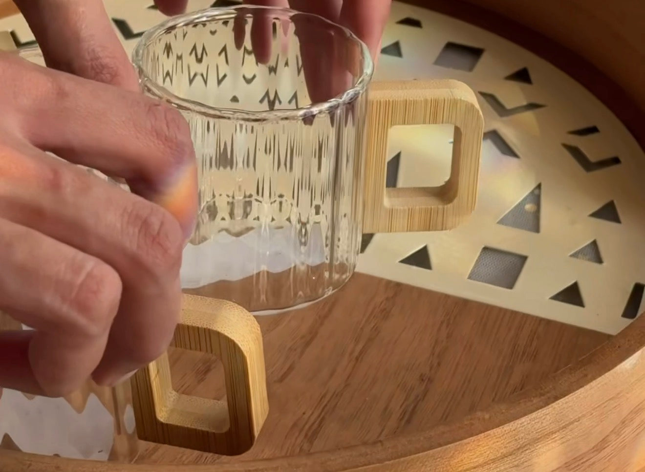 Coffee cups with wooden handles set of 6 cups