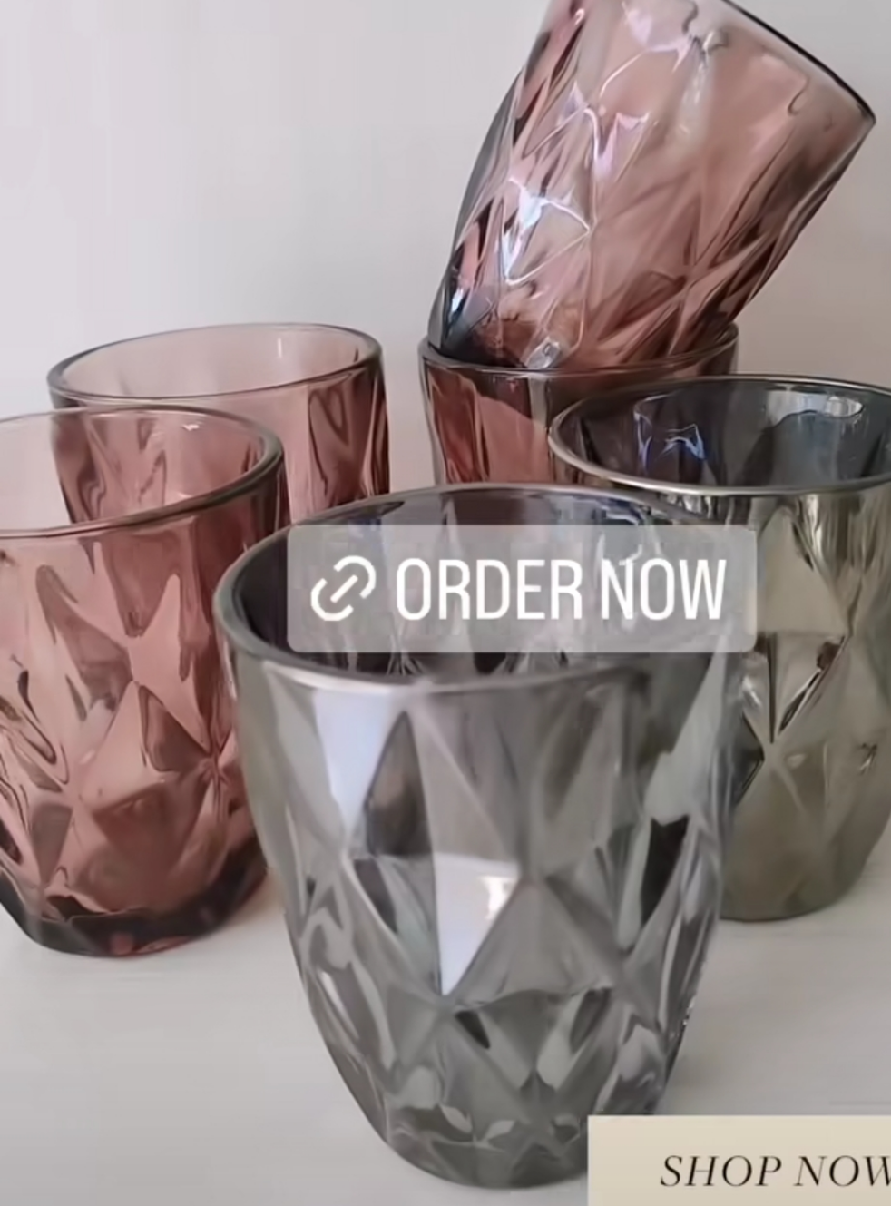 Drinking Glasses - Set of 6 - Maroon- Transparent