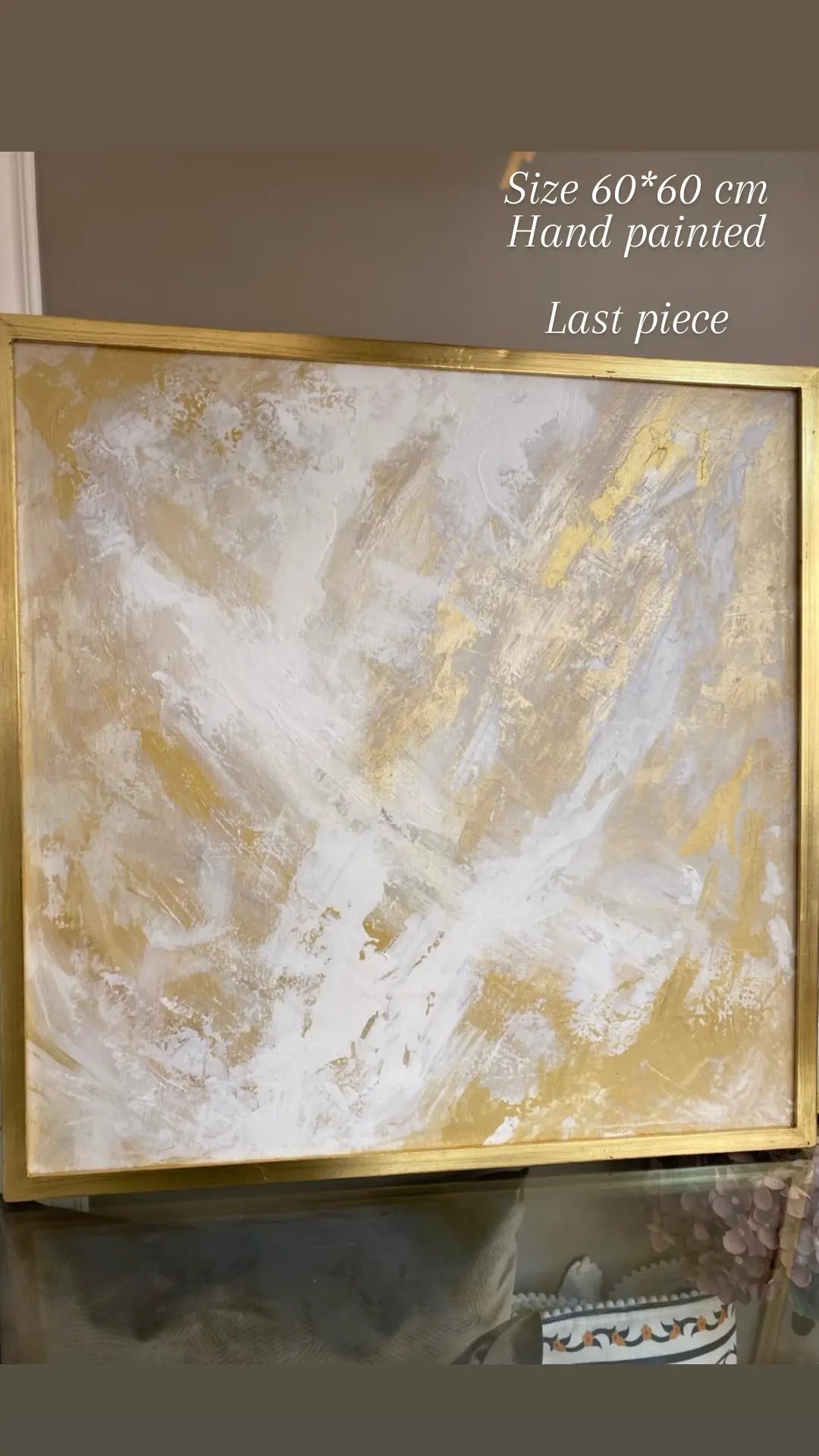 Square Hand painted frame -60*60 cm Gold wooden Frame