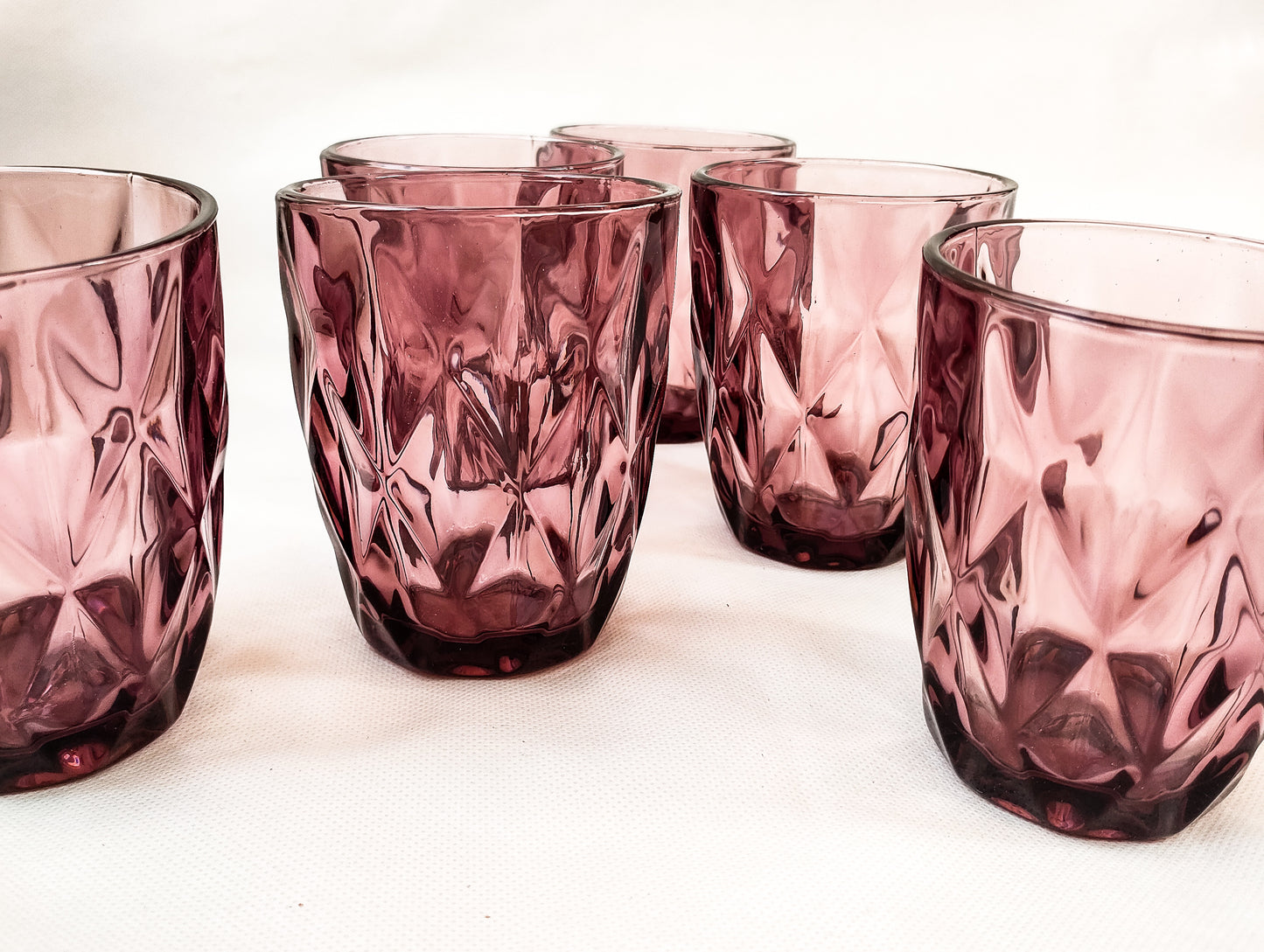 Drinking Glasses - Set of 6 - Maroon- Transparent