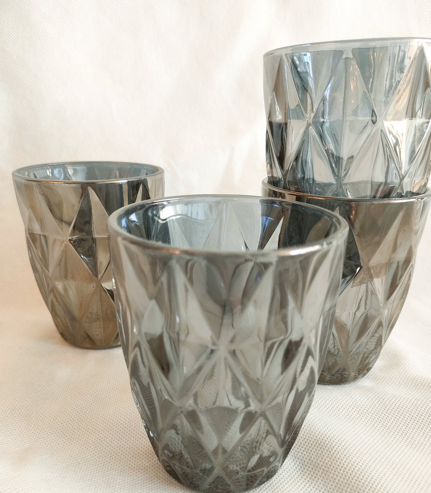 Drinking Glasses - Set of 6 - Maroon- Transparent