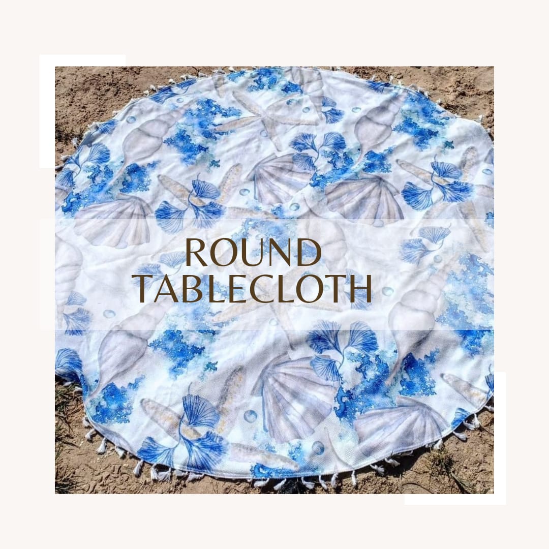 Round Tablecloth-sea shells 140cm