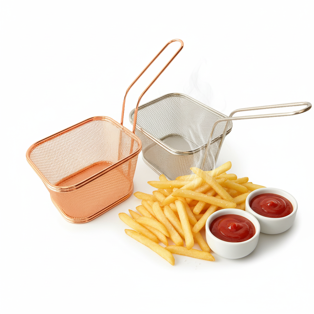 Fries serving Basket - silver