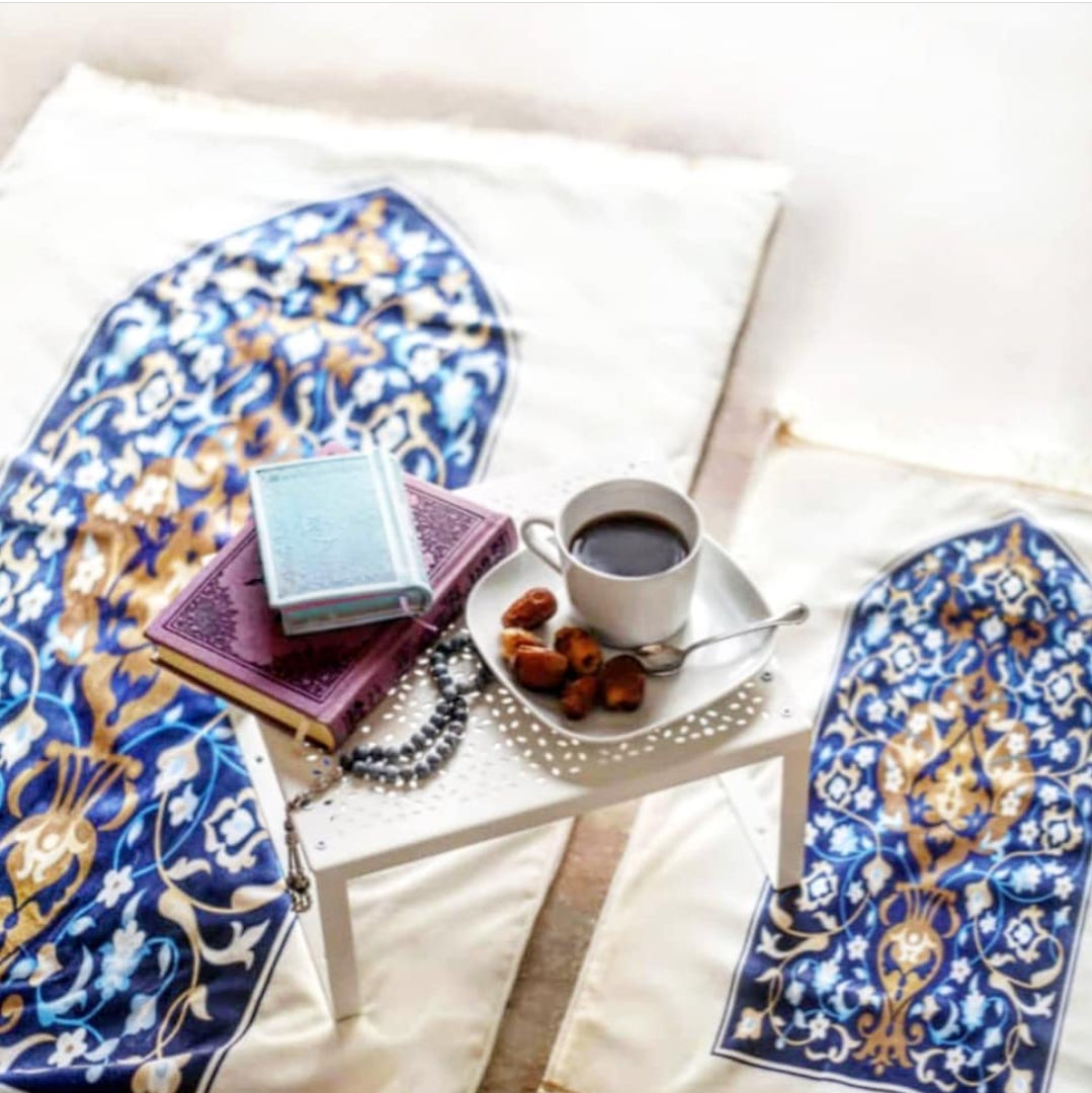 Prayer Mat-Oriental Blue Velvet Padded