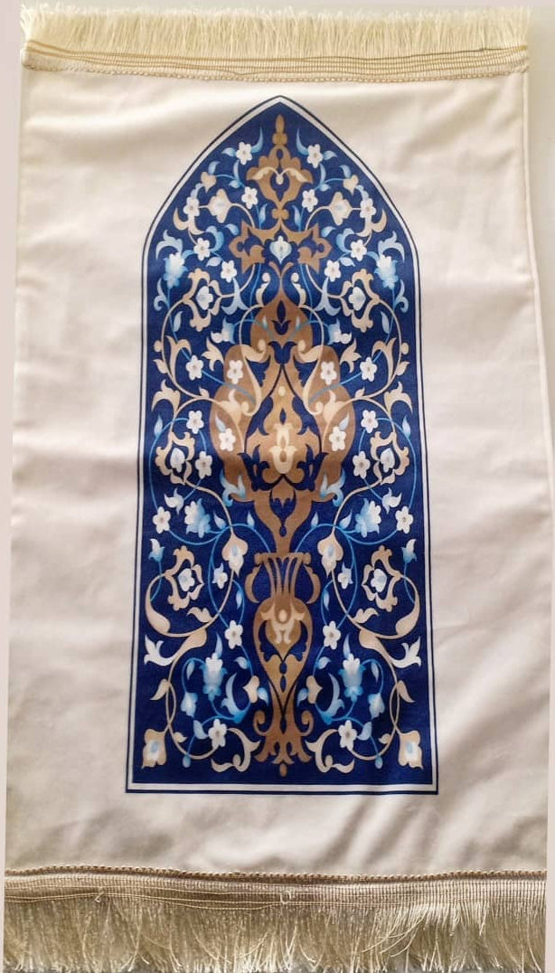 Prayer Mat-Oriental Blue Velvet Padded