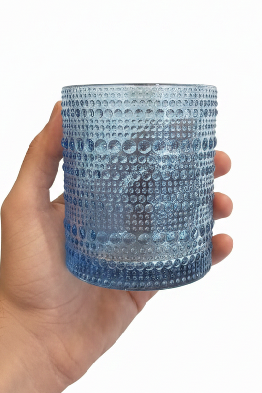 Ocean Blue Bubble - Glass Cups - set of 6 small size  10 cm