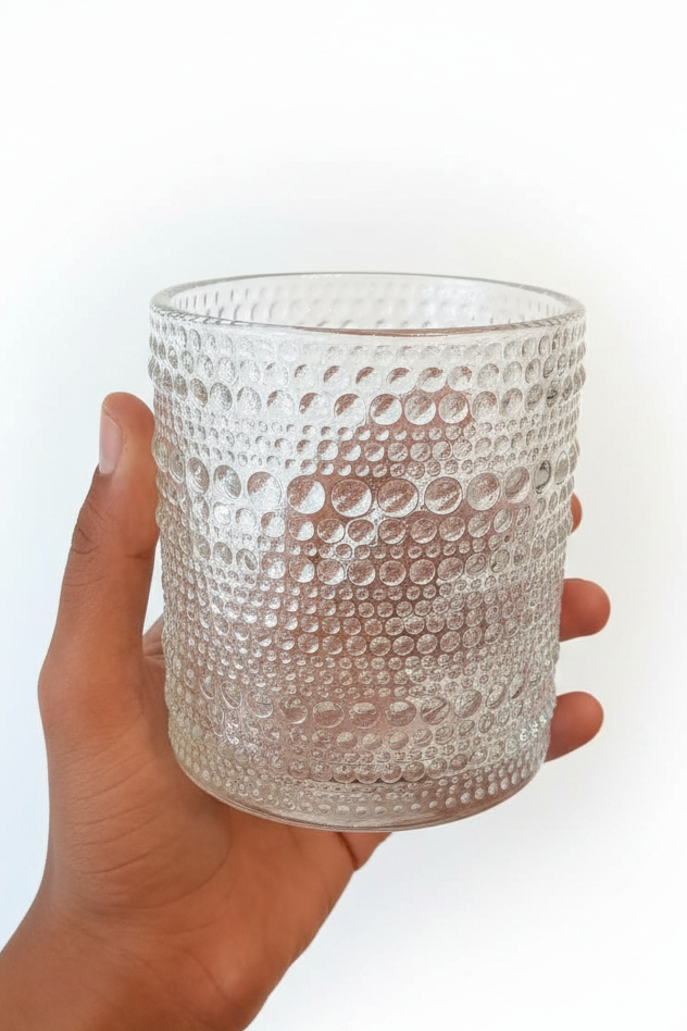 Clear Bubble Cups - Glass Cups - set of 6 small size  10 cm
