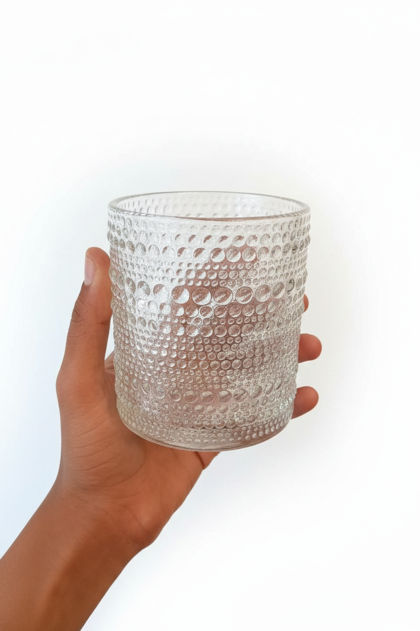 Clear Bubble Cups - Glass Cups - set of 6 small size  10 cm