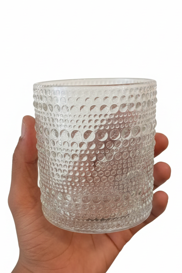 Clear Bubble Cups - Glass Cups - set of 6 small size  10 cm