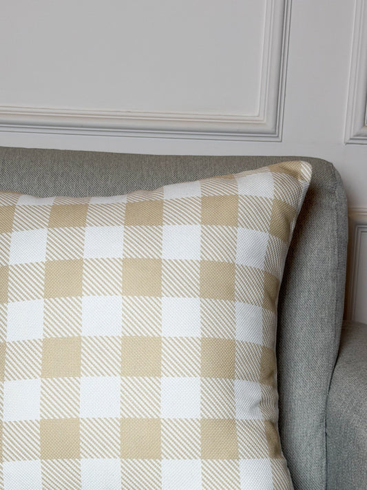 Cream gingham cushion