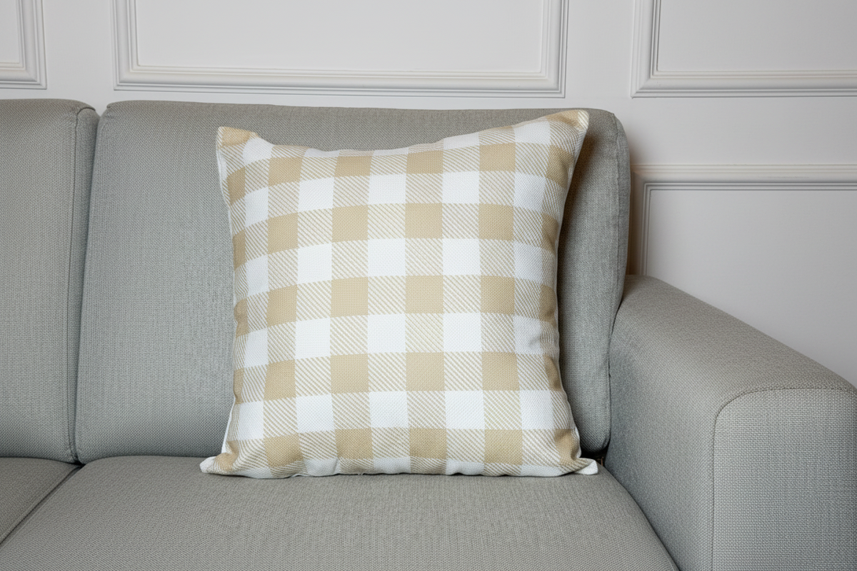 Cream gingham cushion