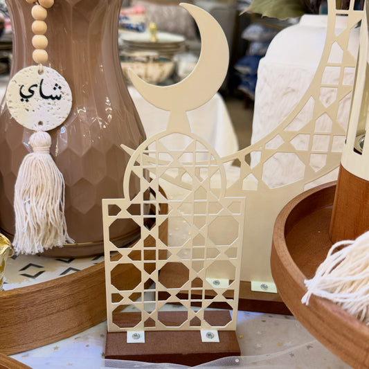 Mosque with a crescent decoration stand
