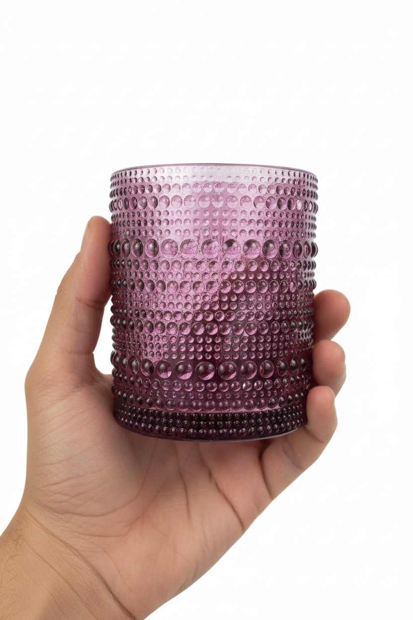 burgundy bubble cup- Glass Cup - set of 6 small size 10 cm