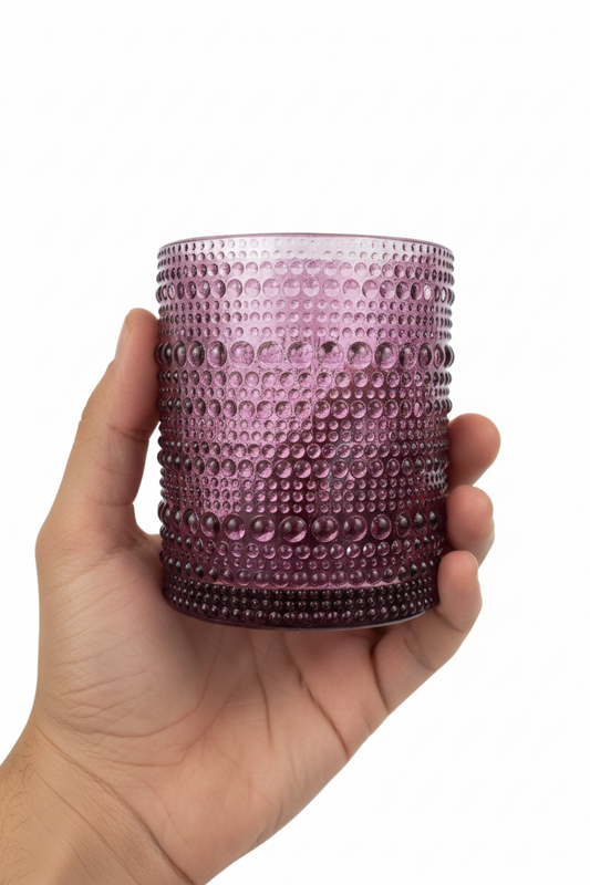 burgundy bubble cup- Glass Cup - set of 6 small size 10 cm