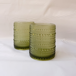 Load image into Gallery viewer, Glass Cups - Sage Green - set of 6 cups small size  10 cm
