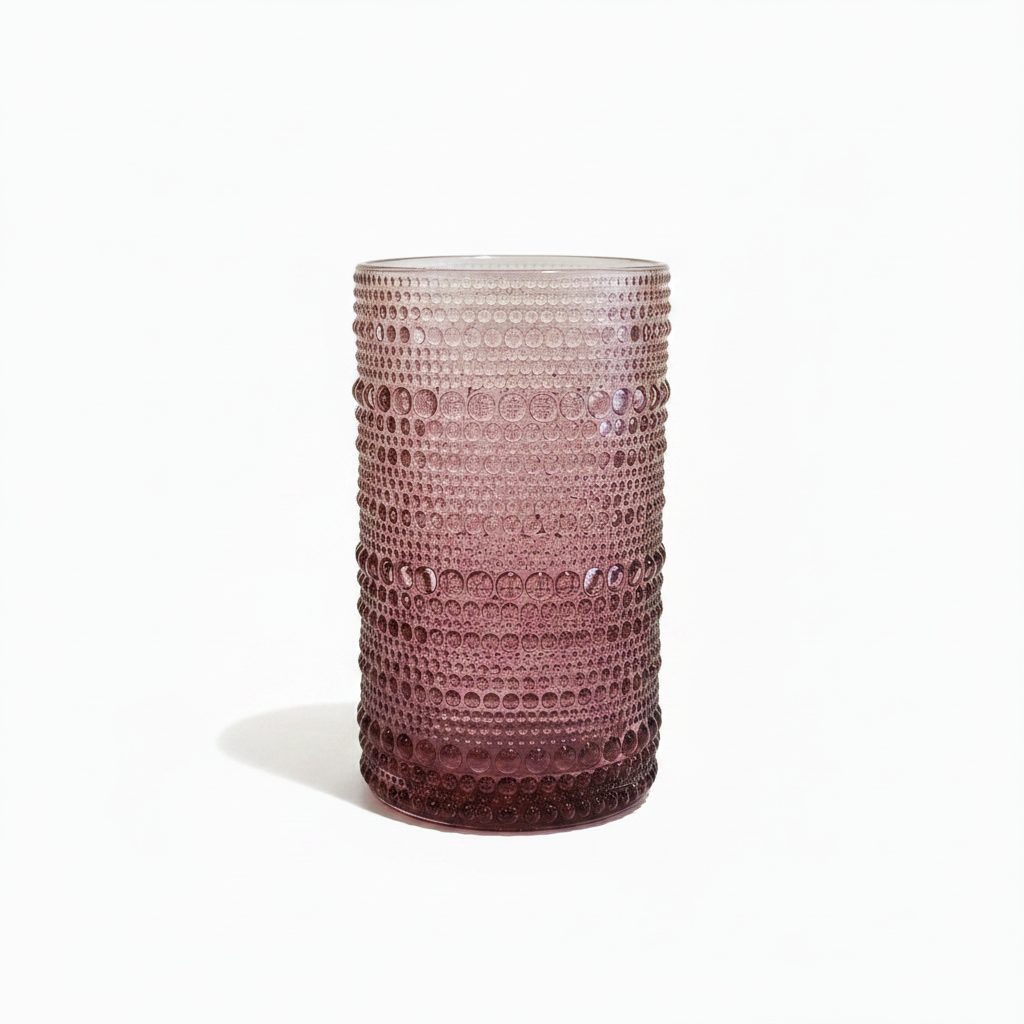 burgundy bubble cup- Glass Cup - set of 6 large size 12 cm