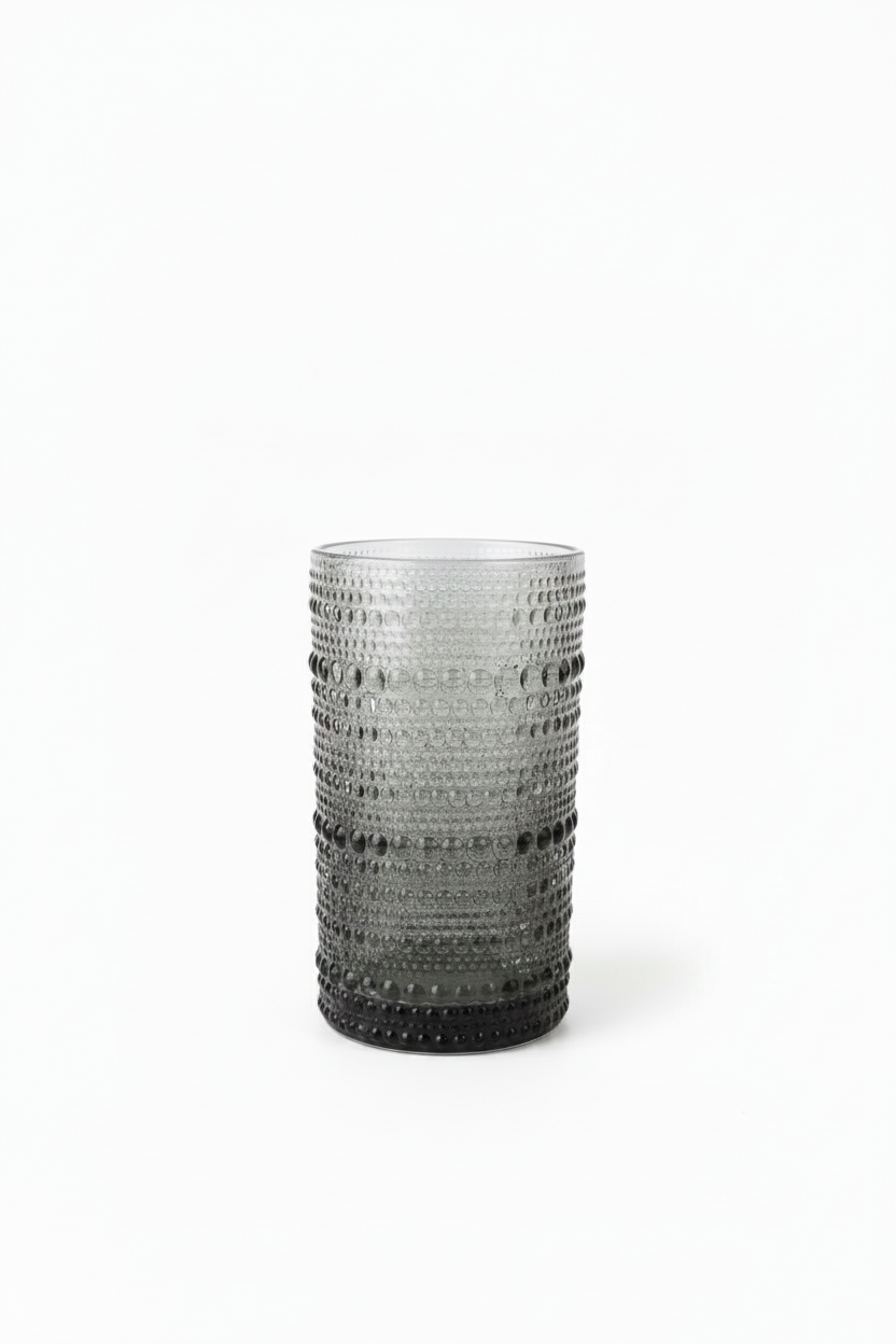 Smoky Gray Bubble Glass Cups - set of 6 cups large size  12 cm
