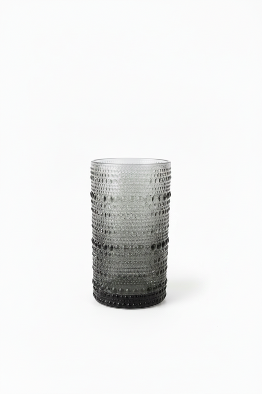 Smoky Gray Bubble Glass Cups - set of 6 cups large size  12 cm
