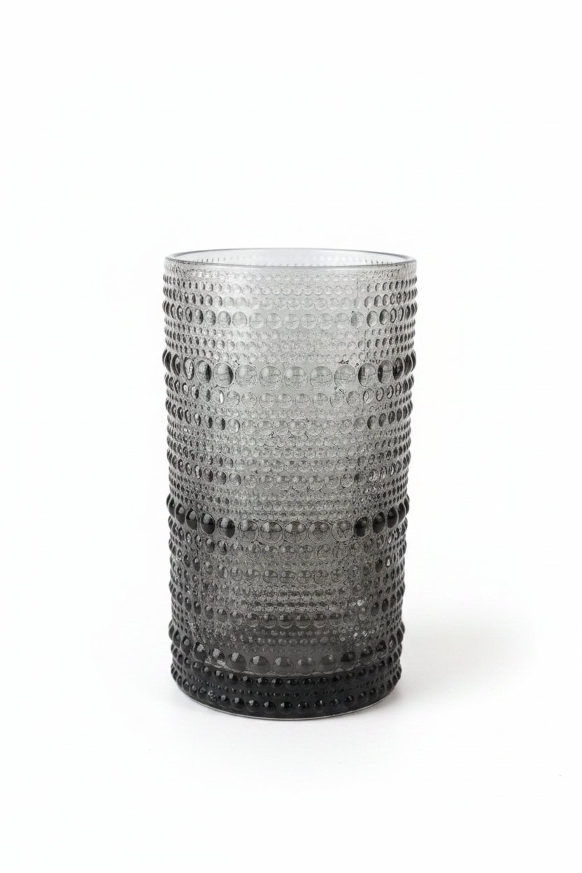 Smoky Gray Bubble Glass Cups - set of 6 cups large size  12 cm