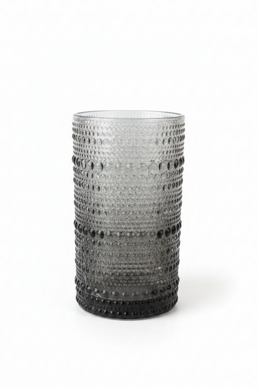 Smoky Gray Bubble Glass Cups - set of 6 cups large size  12 cm