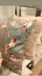 Load image into Gallery viewer, Velvet Birds cushion
