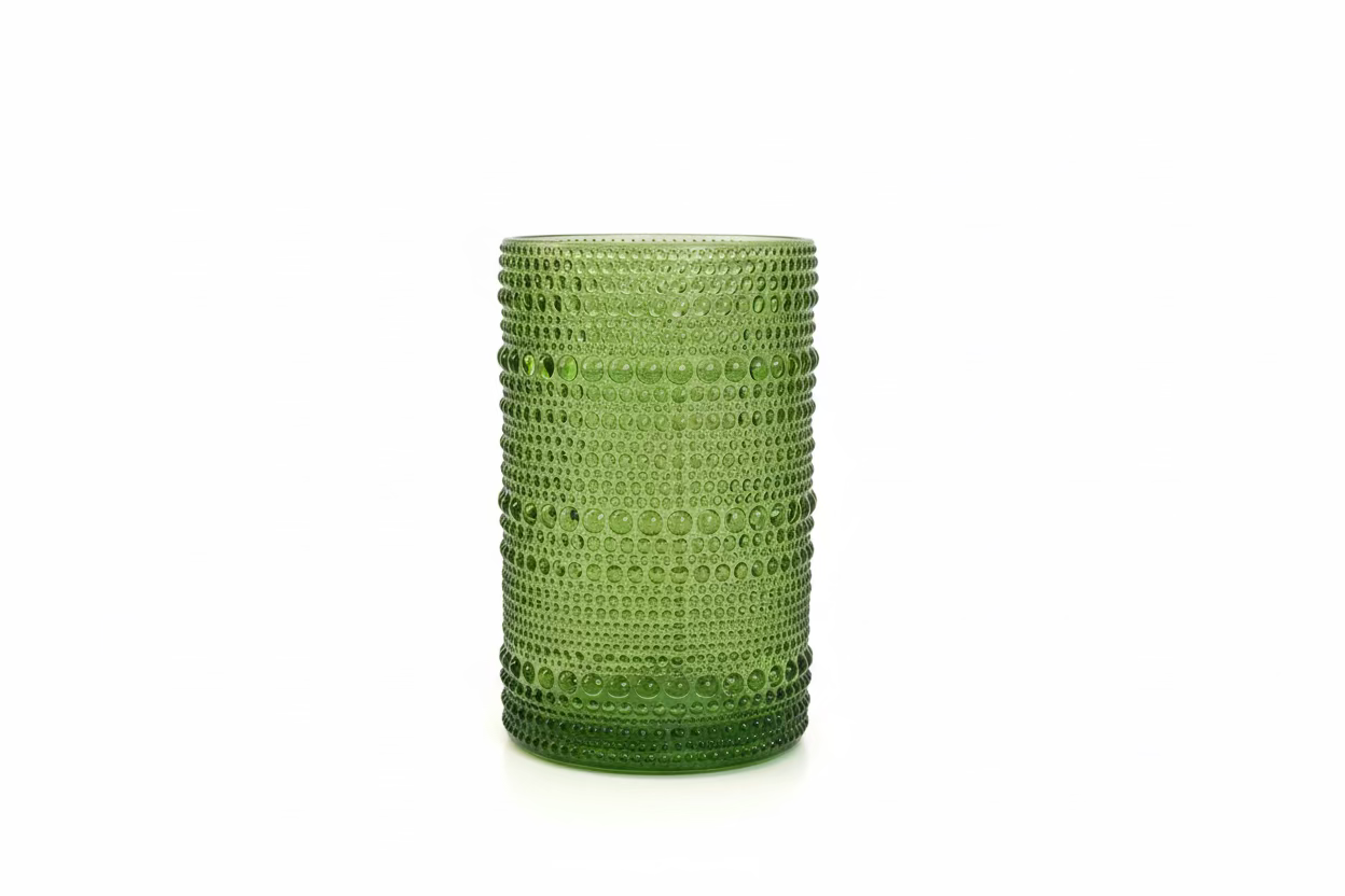 Sage Bubble Green - Glass Cup - set of 6 large size  12 cm