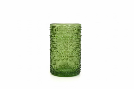 Sage Bubble Green - Glass Cup - set of 6 large size  12 cm