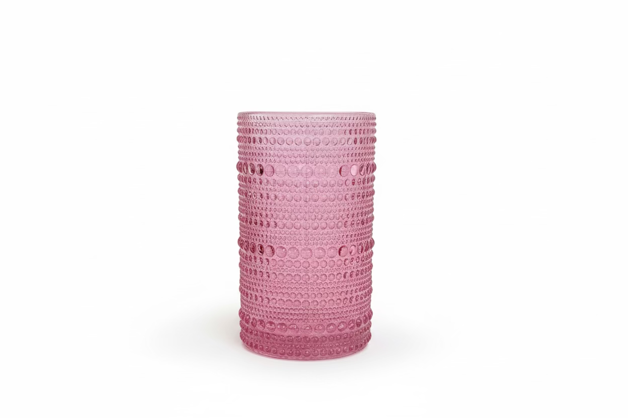 Rosy Blush Bubble - Glass Cups - set of 6 large size  12 cm