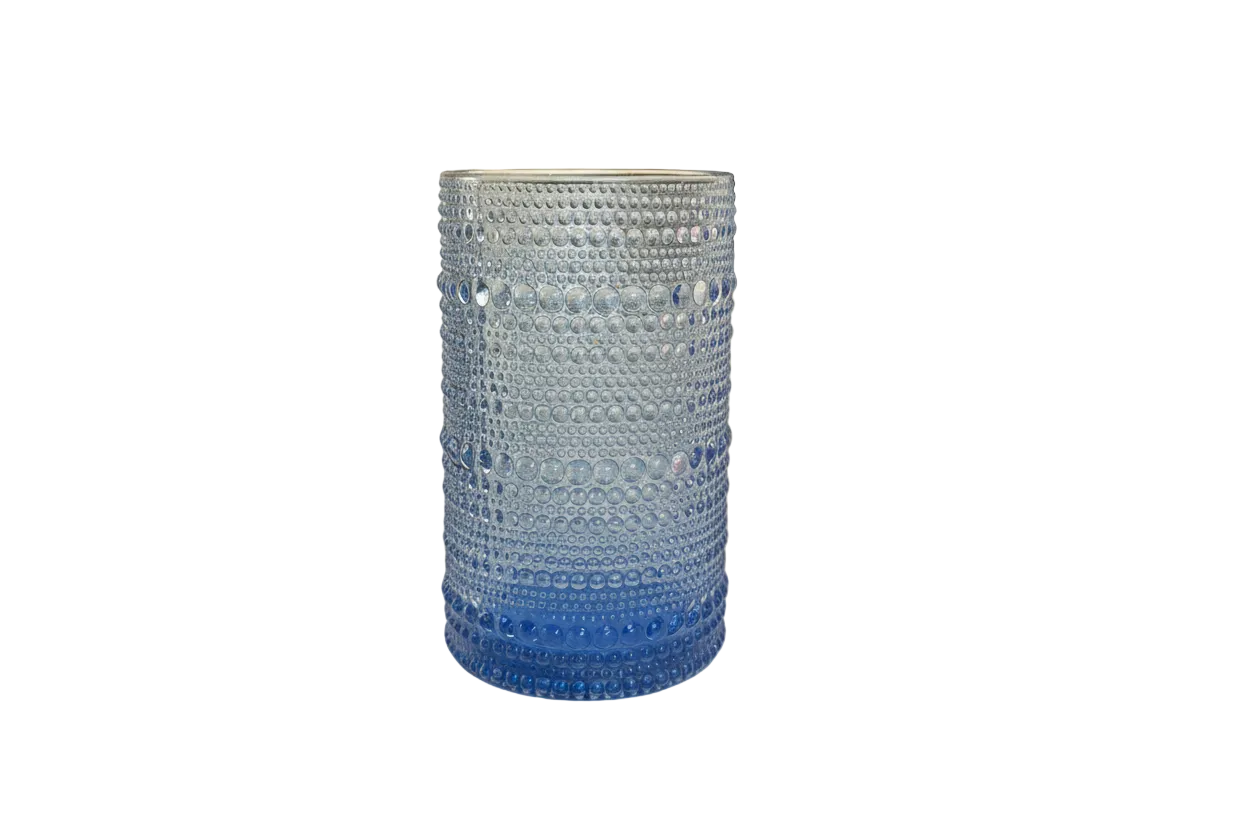 Ocean Blue Bubble - Glass Cups - set of 6 large size  12 cm