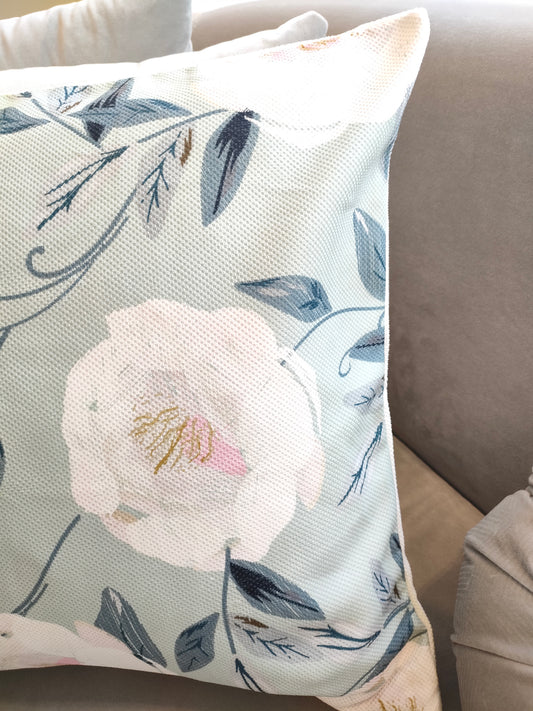Mint with white flowers cushion  50*50CM