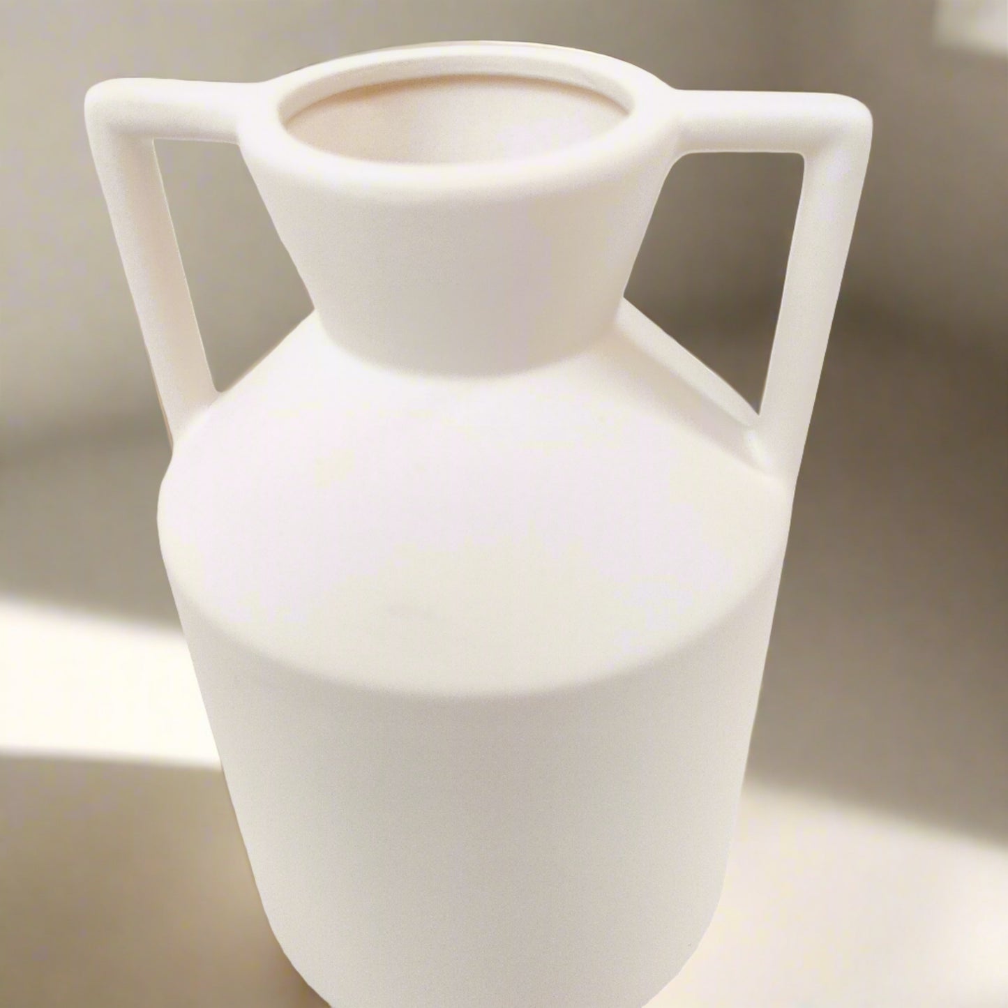 Decorative Vase - White with 2 handles