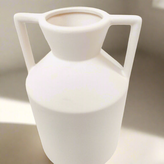 Decorative Vase - White with 2 handles