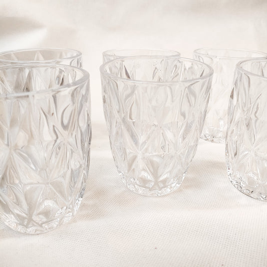 Drinking Glasses - Set of 6 -  Maroon- Transparent