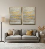 Load image into Gallery viewer, Gold &amp; Gray Hand painted Canvas-  50x 70 cm
