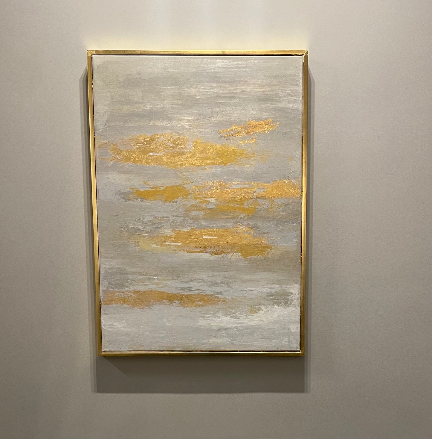 Gold & Gray Hand painted Canvas-  50x 70 cm