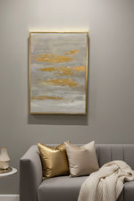 Load image into Gallery viewer, Gold &amp; Gray Hand painted Canvas-  50x 70 cm
