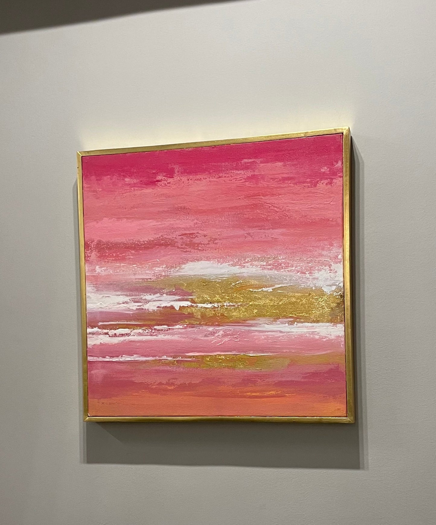Rose & Gold Hand painted Canvas-  50x50cm