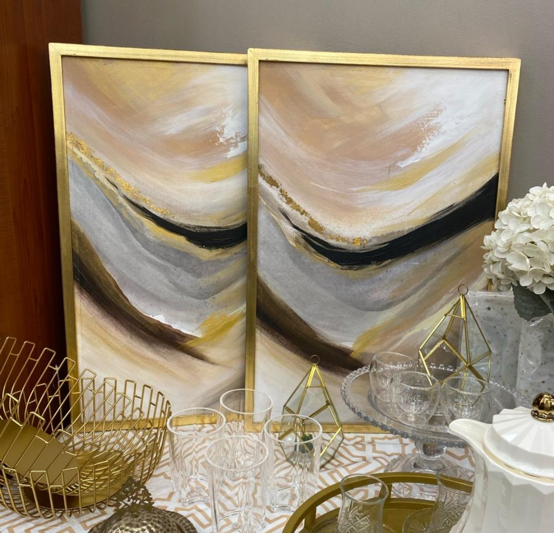 Rectangle Hand painted  -60*40 cm  gold wooden frame
