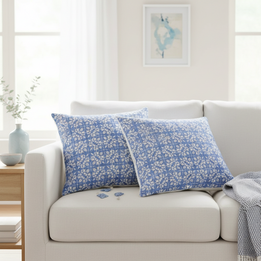 Cushion-Xmas Star Blue