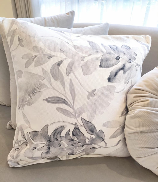Gray leaves cushion
