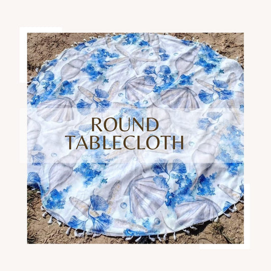 Round Tablecloth-sea shells 140cm