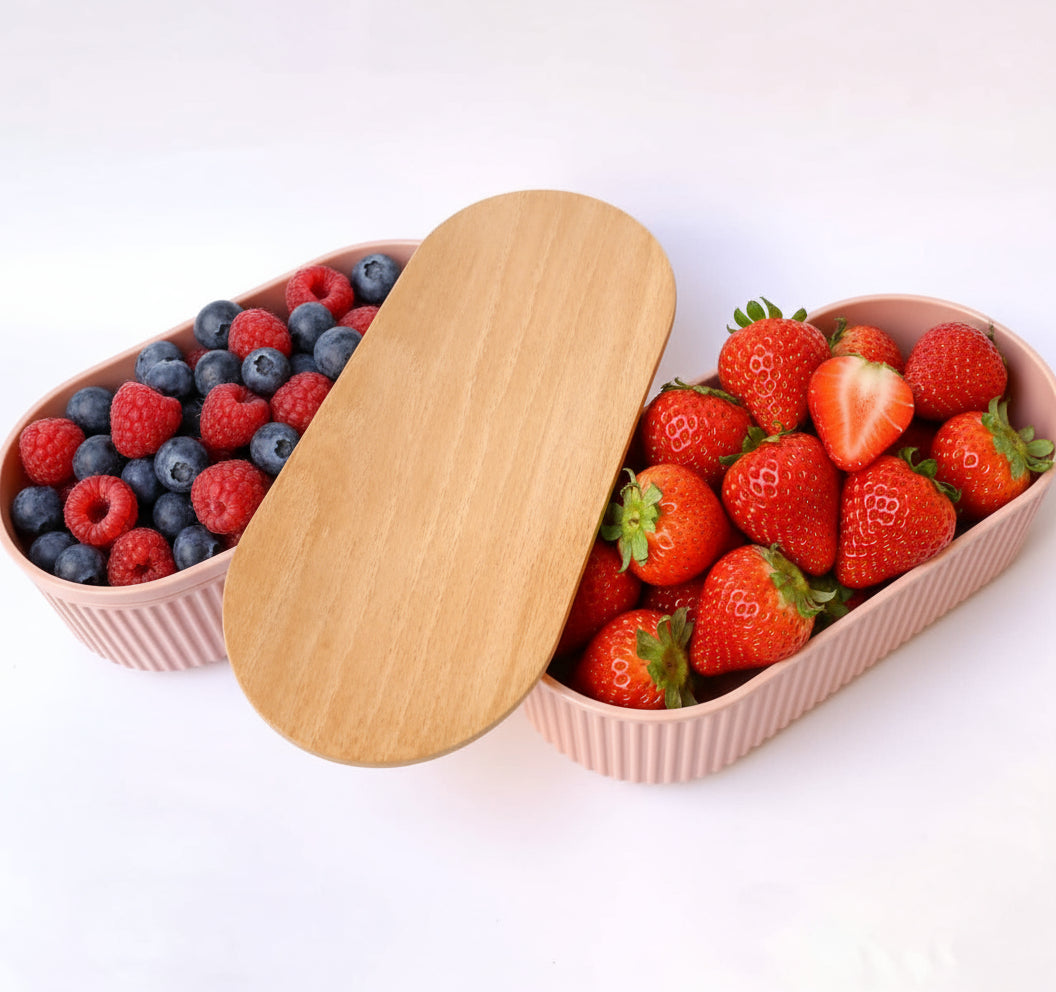 Food Storage Containers/ Twin Set - pink and white