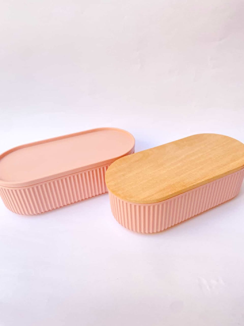 Food Storage Containers/ Twin Set - pink and white