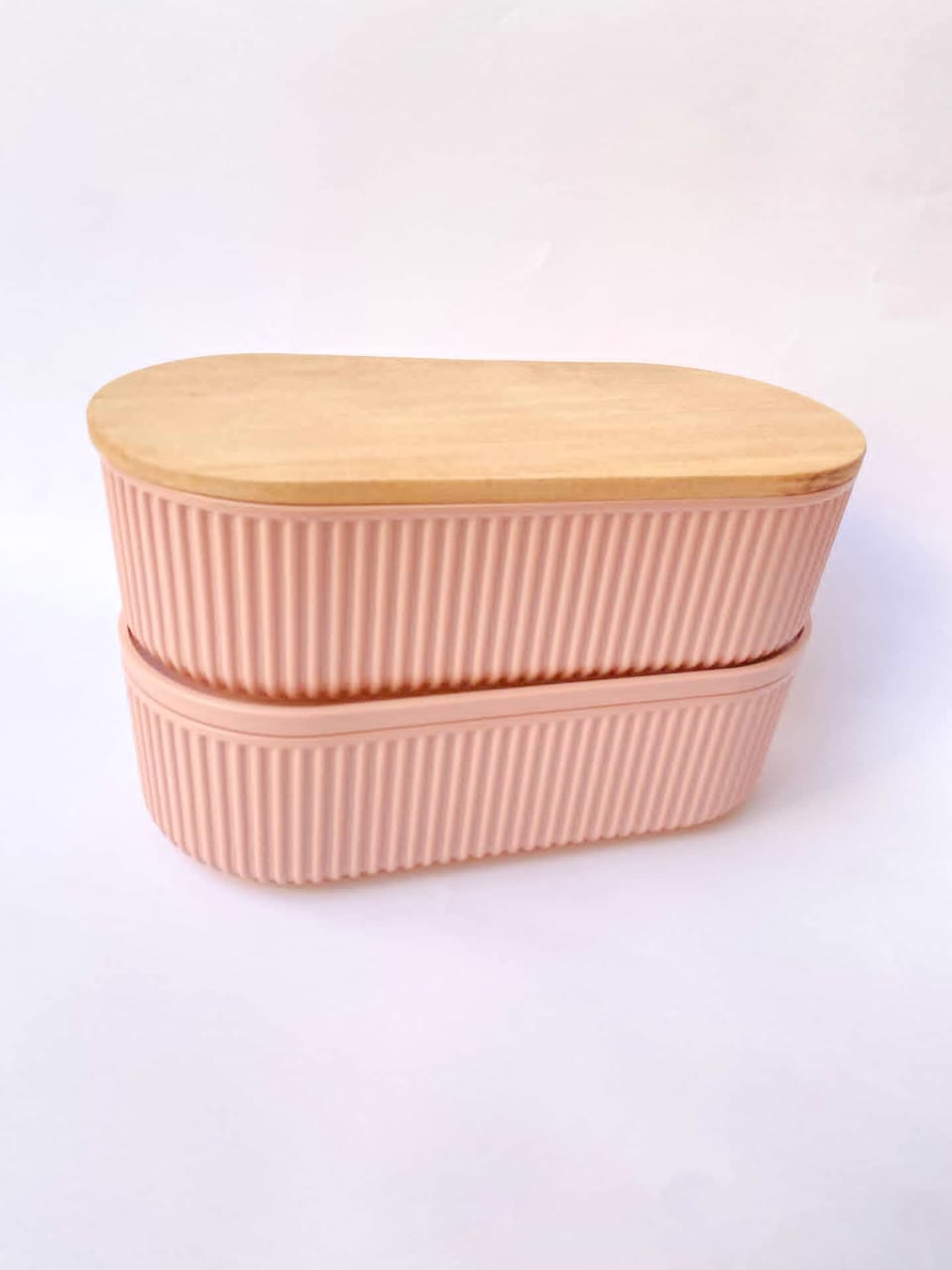 Food Storage Containers/ Twin Set - pink and white