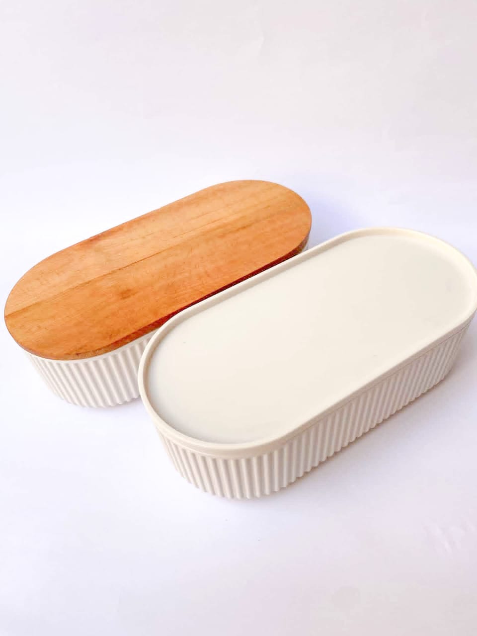 Food Storage Containers/ Twin Set - pink and white