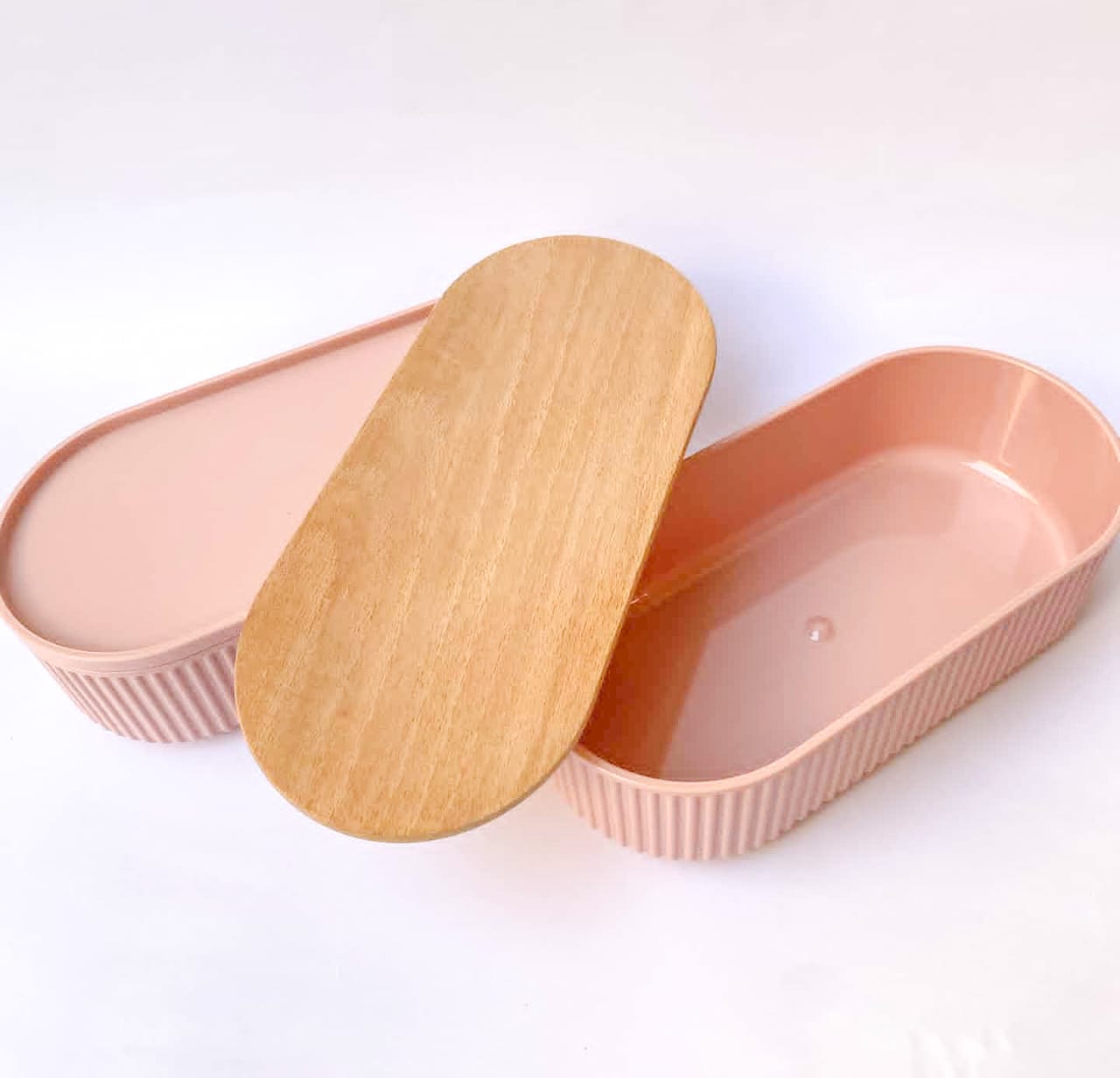 Food Storage Containers/ Twin Set - pink and white